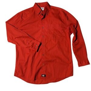 Dickies Men's 2XL Red Work Shirt Button-Down Collar Long-Sleeve Front Pocket